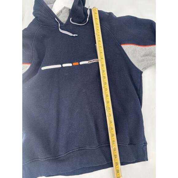 Vintage Starter Hoodie Mens Medium Blue Logo Drawstring Pullover 90s Y2K Cotton - Picture 14 of 15